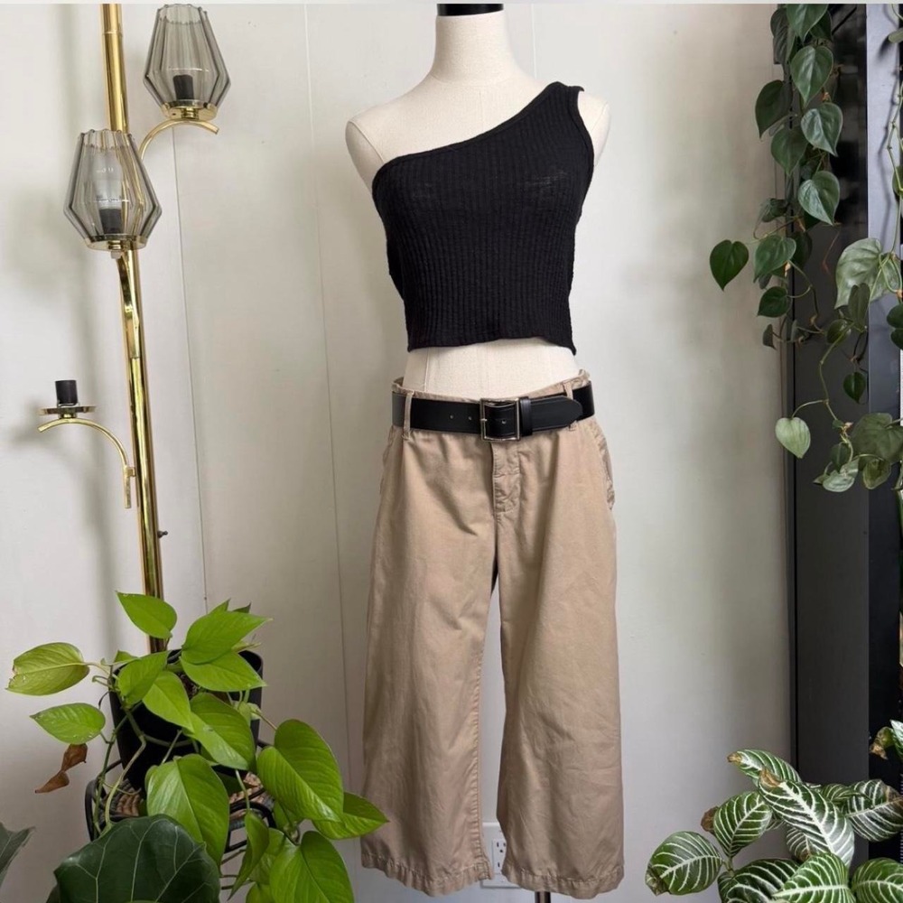 Sonoma Tan Cotton Wide Leg Cropped Chino Capri Pants Womens Size 12